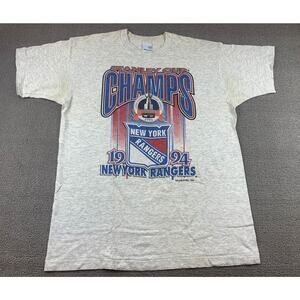 Vintage NEW YORK RANGERS Salem T-Shirt Stanley Cup Champs Size L 1994‎ NHL 90s